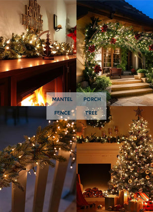 Joiedomi Clear Christmas String Lights Indoor,100 Count Mini White Fairy Light Outdoor,19.4 FT Decor for Patio Dorm Classroom Bedroom Holiday Wedding Party Garland Birthday Festival,Green Wire