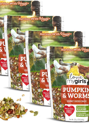 Love My Girls: Chicken Snacks - Pumpkin & Worms - 2lb Bag - Global Harvest, Gourmet Multi-Grain Treats, Corn-Free, Nutritious & Protein Rich Mealworms
