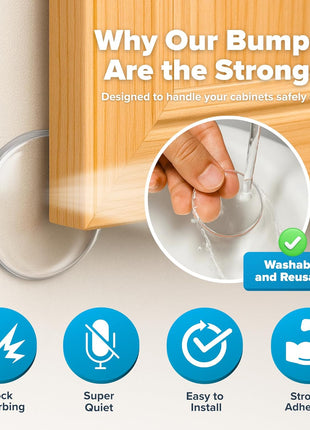 Door Stoppers (Medium) 2" - Door Stop for Wall with Strong Back Adhesive - Quiet and Shock Absorbent Silicone Wall Protectors from Door Knobs - Protects Every Surface - (Clear | 6 PCS)