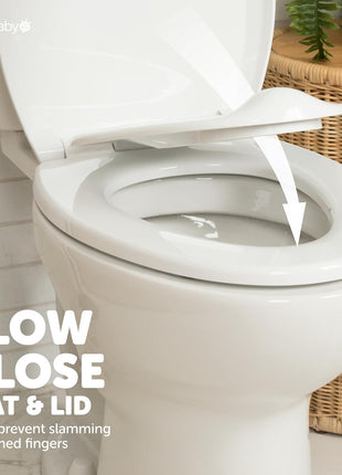 Jool Baby Quick Flip Toilet Seat with Built-in Potty & Splash Guard for Toddler Training, Slow Close (Elongated)