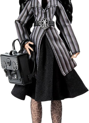 Monster High Wednesday Doll and Accessories, Wednesday Addams Collectible in Nevermore Academy Uniform with Thing and Backpack, Doll Stand