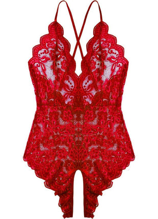 Women One Piece Lingerie Sexy Teddy V Neck Bodysuit Lace Nightie (Green, Medium)