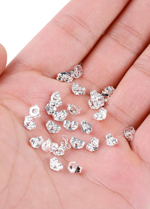 SANNIX 30pcs/15 Pairs 925 Sterling Silver Earring Backs Replacement Secure Ear Lockings