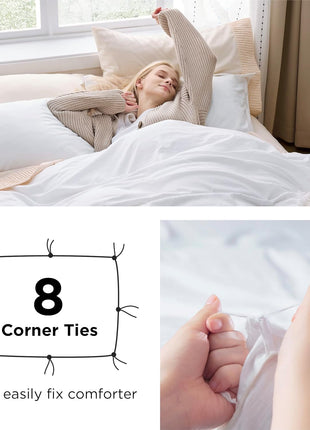 Bedsure White Duvet Cover Queen Size - 3 Pieces Prewashed Cotton-Like Polyester Extra Soft Bedding Set, Includes 1 Duvet Cover 90x90 Inches with Zipper Closure & 2 Pillow Shams, Comforter Not Included
