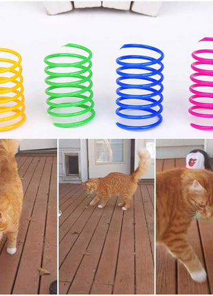 Andiker Interactive Cat Spiral Creative Spring Toy to Kill Time and Keep Fit, Sturdy and Heavy Plastic for Swatting, Biting, Hunting Kitten Toys, Colorful, 12 pcs
