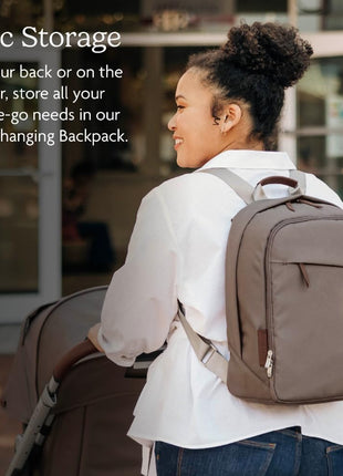 UPPAbaby Changing Backpack / Multiple Storage Compartments / Stroller Strap Attachment / Bottle Insulator and Changing Pad Included / Emmett/Gwen (Green Mélange / Saddle Leather)