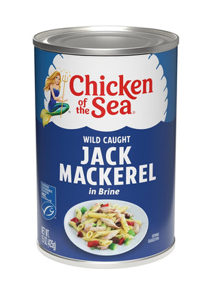 Chicken of the Sea Jack Mackerel in Brine, 15 oz. Cans (Pack of 12), Nutrient Rich, Wild Caught Canned Mackerel