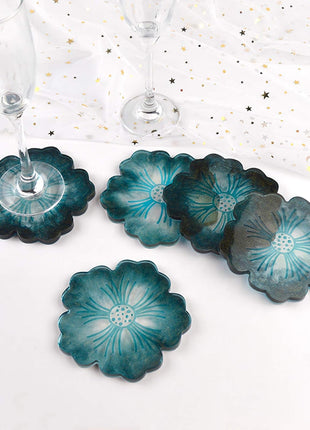 Panamalar Silicone Resin Molds, 1PCS Large Resin Tray Mold and 5PCS Coaster Molds for Resin Casting, Flower Shape Epoxy Resins Casting Molds for DIY, Home Decoration, Table Wine Tray-6 PCS