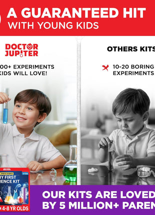 Doctor Jupiter My First Science Experiments Kit for Kids Ages 4+ | Birthday Gift Ideas for Boys & Girls 4, 5, 6, 7, 8 Year Olds, Science Kits for Kids Ages 5-7, STEM Educational Toys