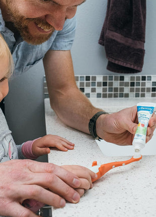 Dr. Brown's Baby and Toddler Toothbrush, Green and Orange Dinosaur 2-Pack, 1-4 Years