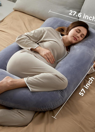 Momcozy Pregnancy Pillow for Sleeping - U Shaped Full Body Maternity Pillow | Removable Cover, Support for Back, Legs, Belly, Hips for Pregnant Women, Side Sleeper, Pregnancy Gifts & Essentials, 57 Inch