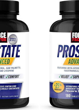 Force Factor Prostate Advanced, Health Supplement for Men for Reducing Nighttime Bathroom Trips, Bladder & Urinary Relief, with Saw Palmetto, Beta-Sitosterol, 180 Tablets, (Pack of 2)