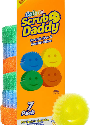 Scrub Daddy Colors Kitchen Sponges - Scratch-Free Dishwashing Sponges & Sponge for Kitchen Sink, Bathroom & Household Cleaning - BPA-Free Polymer Foam (3 Count)