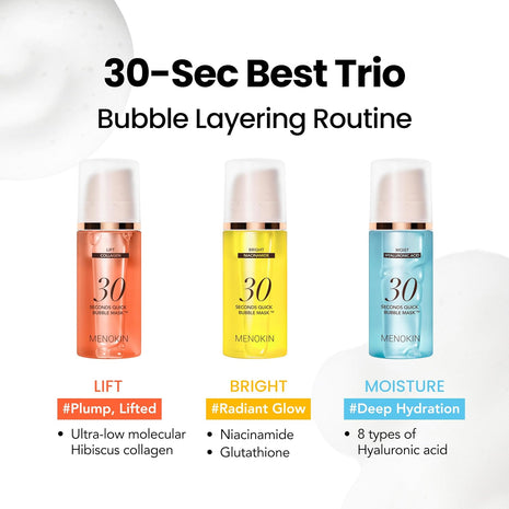 30 Seconds Bubble Mask 3-Pack (Lift, Bright, Moisture) 3.21 fl oz Each