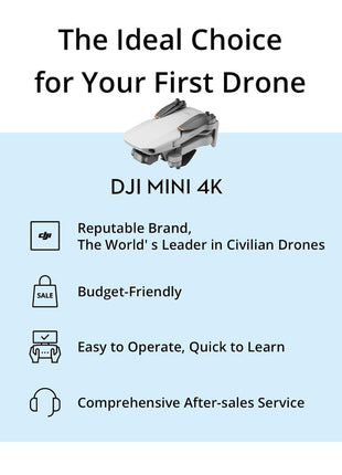 DJI Mini 4K Camera Drone Combo, Drone with 4K UHD Camera for Adults, Under 249 g, 3-Axis Gimbal Stabilization, 10km Video Transmission, Auto Return, 2 Batteries for 62-Min Max Flight Time, QuickShots