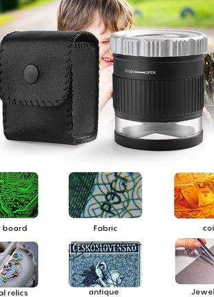 30X Loupe Magnifier Eye Loops Magnifying Glass Jewelry Coin Supplies | 30X,battery,6 lights,portable,adjustable,eye loupe,jewelry magnifier,currency,coin collection supplies,printers loupe