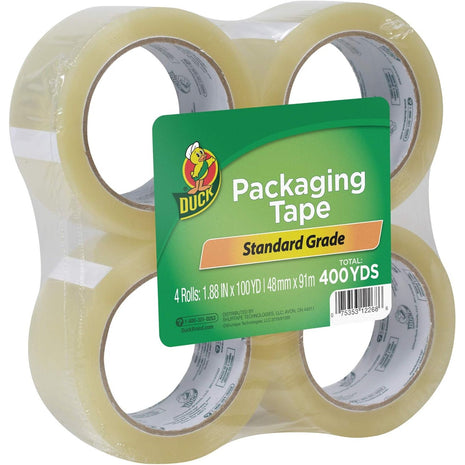 Duck Brand Standard Packaging Tape Refills - 4 Extra Long Rolls of Clear Packing Tape - Shipping, Mailing and Moving Supplies - 3 inch Core - 1.88 Inch x 100 Yards - Clear (240593)