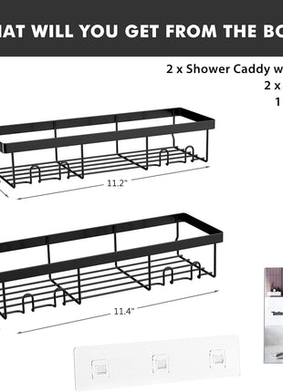 Moforoco Shower Caddy Shelf Organizer Rack, Self Adhesive Black Bathroom Shelves Basket, Home Farmhouse Wall Inside Organization and Storage Decor Rv Accessories, First Camper Apartment Essentials