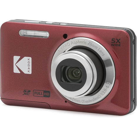 KODAK PIXPRO FZ55-RD 16MP Digital Camera 5X Optical Zoom 28mm Wide Angle 1080P Full HD Video 2.7 inch LCD Vlogging Camera (Red) Packaging May Vary