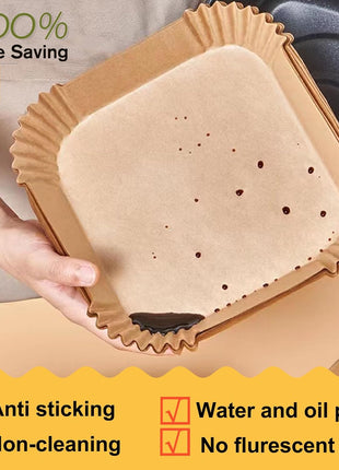 Large Air Fryer Disposable Paper Liners Square 9 Inch, 125 Pcs Parchment paper liner for 5-8QT Air fryer, Oil-proof, Water-proof, Parchment Baking Paper for Baking Roasting Microwave