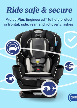 Graco Extend2Fit Convertible Car Seat, Rear and Forward Facing Car Seat with Adjustable Extension Panel for Extra Legroom, Great Gift for Baby Shower or Baby Registry, Gotham