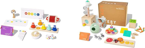 Lovevery Music Set with 6 Instruments, Songs Book, Babbler Play Kit with 8 Toys for Balance, Spatial Skills, Ages 18 Months to 4+ Years