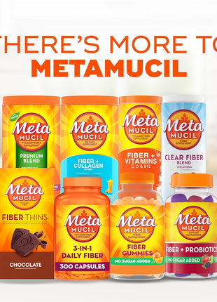 Metamucil Fiber Gummies for Adults, No Sugar Added Orange Flavor, 5g Prebiotic Plant Based Fiber Supplement Blend, 120 Count