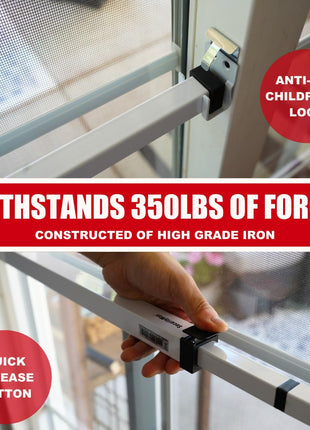 SECURITYMAN Sliding Door Security Bar-Child Proof Sliding Door Lock Bar with Anti Lift Lock - Fits Most Doors & Windows - Adjustable Patio Door Security Bar (18.75 inch- 51.1 inch) - White