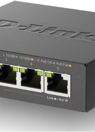D-Link 5-Port Gigabit PoE+ Unmanaged Ethernet Switch, with 4 PoE Ports up to 60W PoE Budget, QoS, Fanless, Sturdy Metal with Shielded Ports, Compact Desktop, Follows NDAA/TAA (DGS-1005P)