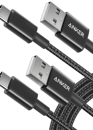 Anker USB A to USB C Cable, USB to USB C Cable (2-Pack, 6 ft, Black) | For iPhone 17 Series, Samsung Galaxy S10 / S10+, LG V30, Beats Fit Pro, and More