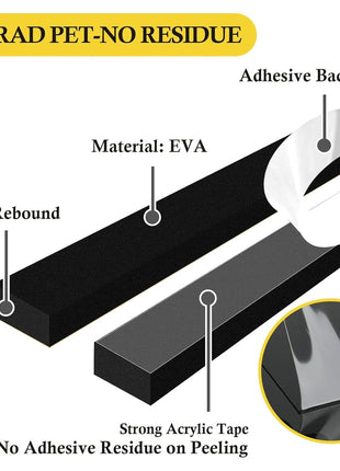 fowong Air Conditioner Window Seal 1 Inch X 1 Inch, Thick AC Weather Stripping High Resilience Foam Sealing Tape Adhesive AC Window Seal Kit 6.5ft Long (6.5ft x 2 Rolls, Black)