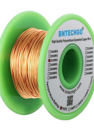 BNTECHGO 22 AWG Magnet Wire - Enameled Copper Wire - Enameled Magnet Winding Wire - 4 oz - 0.0256 inch Diameter 1 Spool Coil Natural Temperature Rating 155? Widely Used for Transformers Inductors
