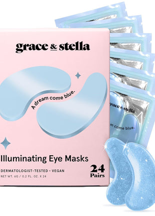Under Eye Mask - Reduce Dark Circles, Puffy Eyes, Undereye Bags, Wrinkles - Gel Under Eye Patches, Vegan Cruelty-Free Self Care by grace and stella (24 Pair Gold)