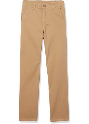 IZOD Big Boys School Uniform Flat Front Twill Pants, Khaki, 16