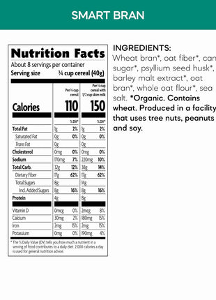 Nature's Path Organic Smart Bran Cereal, 10.6 oz (Pack of 1), Non GMO