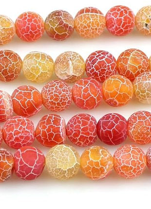 MJDCB Natural Orange Frosted Agate Round Stone Beads for Jewelry Making DIY Bracelets Necklaces (8mm)