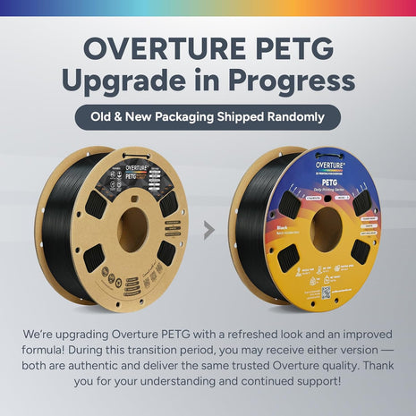 OVERTURE PETG 3D Printer Filament 1.75mm, Neatly Wound Durable PETG 1kg Spool (2.2lbs), Strong Toughness Filament, Dimensional Accuracy  0.02mm, Fit Most FDM Printers (Black (1-Pack))