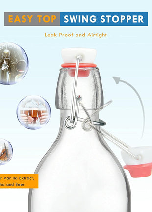 YEBODA 16oz Swing Top Bottles  Glass Beer Bottle with Airtight Rubber Seal Flip Caps for Home Brewing Kombucha,Beverages,Oil,Vinegar,Water,Soda,Kefir (6 Pack) (16 Oz  Set 6 (New))