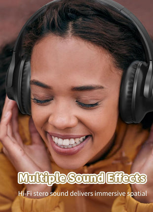 KVIDIO Bluetooth Headphones Over Ear, 65 Hours Playtime Wireless Headphones with Microphone, Foldable Lightweight Headset with Deep Bass, HiFi Stereo Sound Low Latency for Travel Work Cellphone