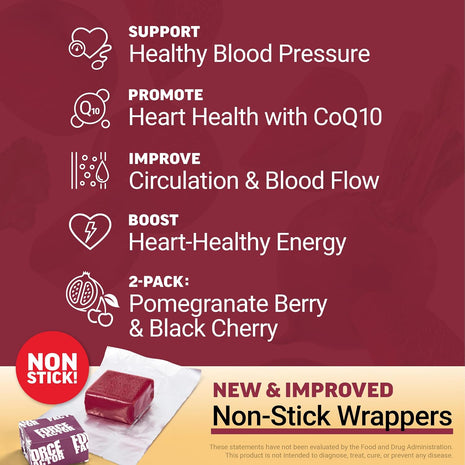 Bundle of Force Factor Total Beets Ultimate Heart Health Blood Pressure Support Chews with CoQ10, Beet Root Powder, Grape Seed Extract, Blood Pressure Supplement for Circulation & Blood Flow, 60 Soft