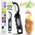 Spring Chef Premium Swivel Vegetable Peeler, Soft Grip Handle and Ultra Sharp Stainless Steel Blades   Perfect Kitchen Peeler For Veggie, Fruit, Potato, Carrot, Apple   Black