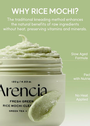 Arencia Korean Rice Mochi Face Cleanser - Face Wash, Gentle Scrub All in One for Deep Cleansing, Moisturizing, Pore Minimizing with Rice Water & Green Tea (4.23oz)