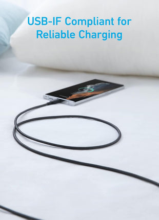 Anker USB A to USB C Cable, Charger Cord (2 Pack, 6FT), for iPhone 17 Series,Samsung Galaxy Note 10/S10+ S10, LG V30 (Black)