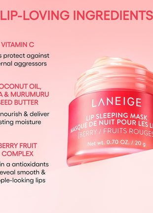 LANEIGE Lip Sleeping Mask: Korean Overnight Treatment For Dry Lips | Hydrating & Nourishing Overnight Lip Treatment Mask with Vitamin C, Shea & Murumuru Seed Butter