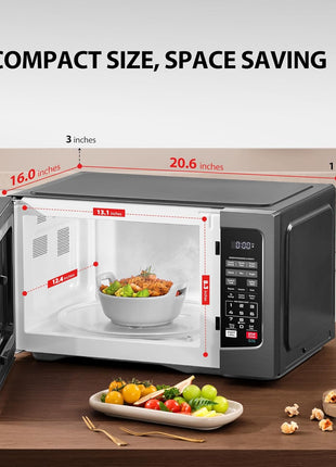 TOSHIBA EM131A5C BS Countertop Microwave Ovens 1.2 Cu Ft, 12.4 inch Removable Turntable Smart Humidity Sensor 12 Auto Menus Mute Function ECO Mode Easy Clean Interior Black Color 1000W