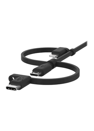 Belkin BoostCharge 3-in-1 USB-A to USB-C, Lightning, Micro-USB Charging Cable (1M/3.3ft) for iPhone 16, iPhone 16 Pro, iPad, Galaxy S25, S24, Pixel, Nintendo Switch 2 & More - Black