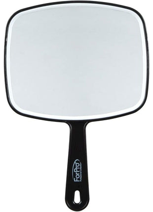ForPro Hand Mirror with Handle, 6.3Wx9.6L in, Black | for Salon & Makeup Application, Vanity Mirror, Magnifying Makeup Mirror, Salon Mirror, Salon & Spa Essentials