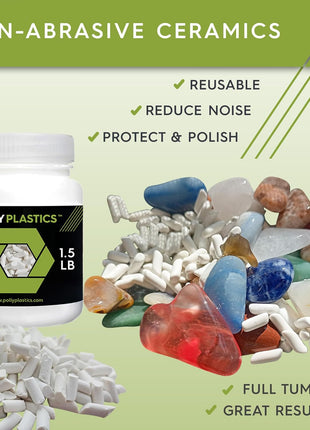 Polly Plastics Rock Tumbler Grit and Polish Refill & Ceramic Tumbling Filler Media - Silicone Carbide Polisher Grit - Rock Polish Supplies & Accessories