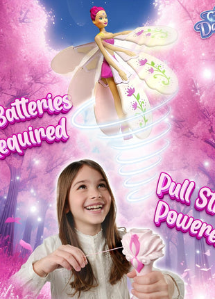 Sky Dancers Flying Doll, Pull-String Toy, No Batteries, Fuchsia Fantasy | Really flies; Pull-string powered; No batteries; Indoor/outdoor play; Screen-free fun; Ages 6+