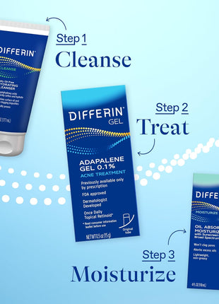 Differin Acne Treatment Gel, 30 Day Supply, Retinoid Treatment for Face with 0.1% Adapalene, Gentle Skin Care for Acne Prone Sensitive Skin, 15g Tube (Packaging May Vary)